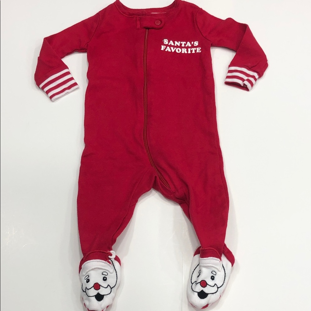 🎅🏼PJ Place Footed Pyjama – Size 0–3 Months – Red Cotton Sleeper